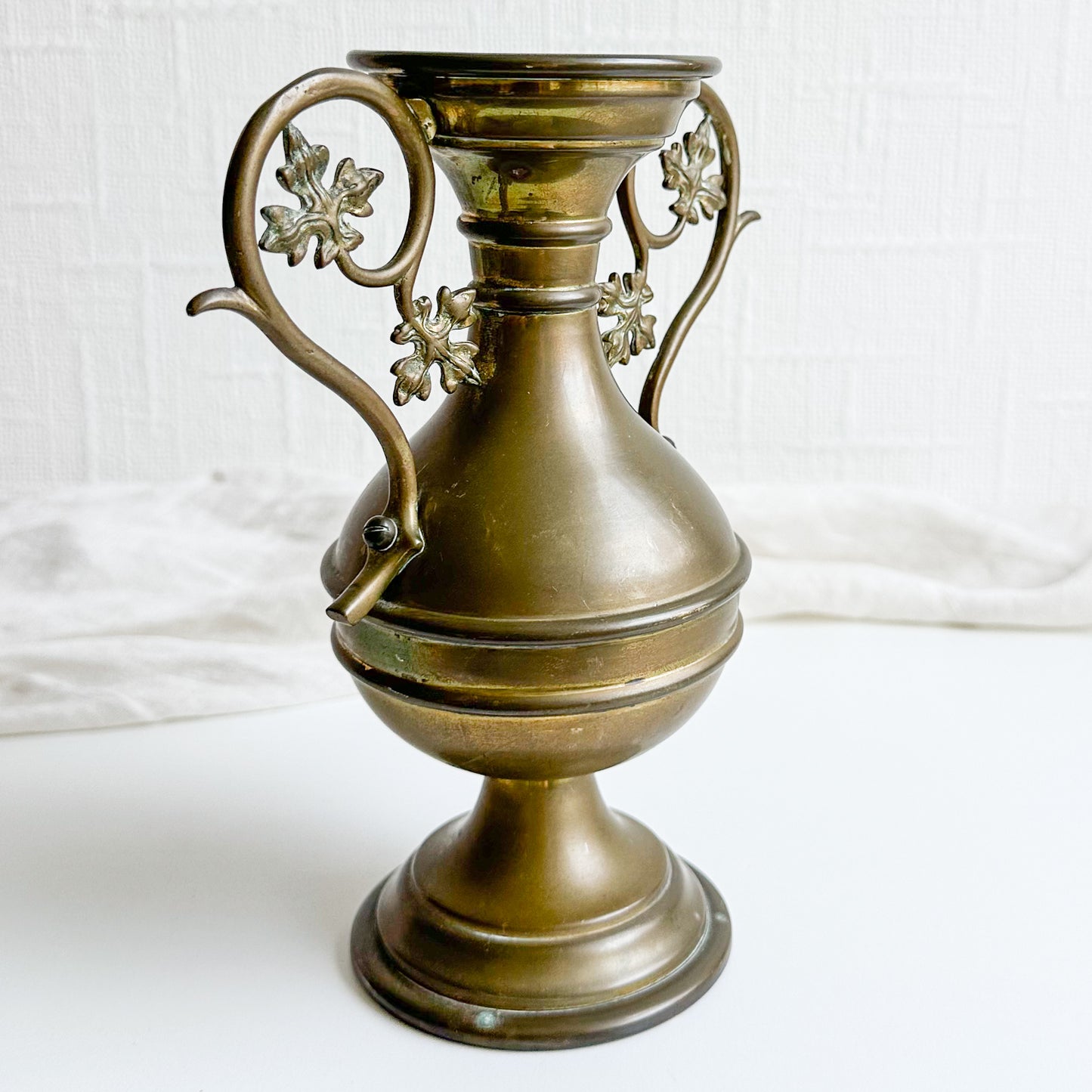 Brass Vase with Leaf Handles