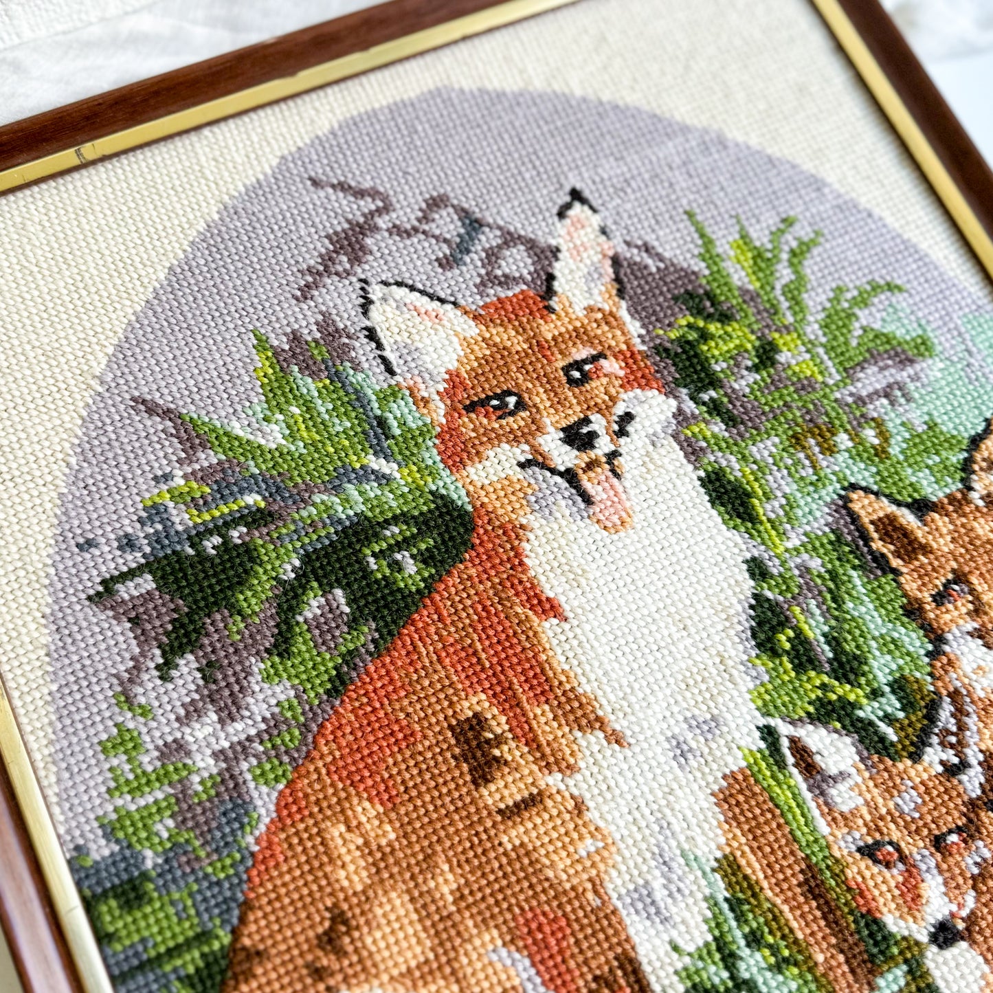 Framed Fox Needlepoint