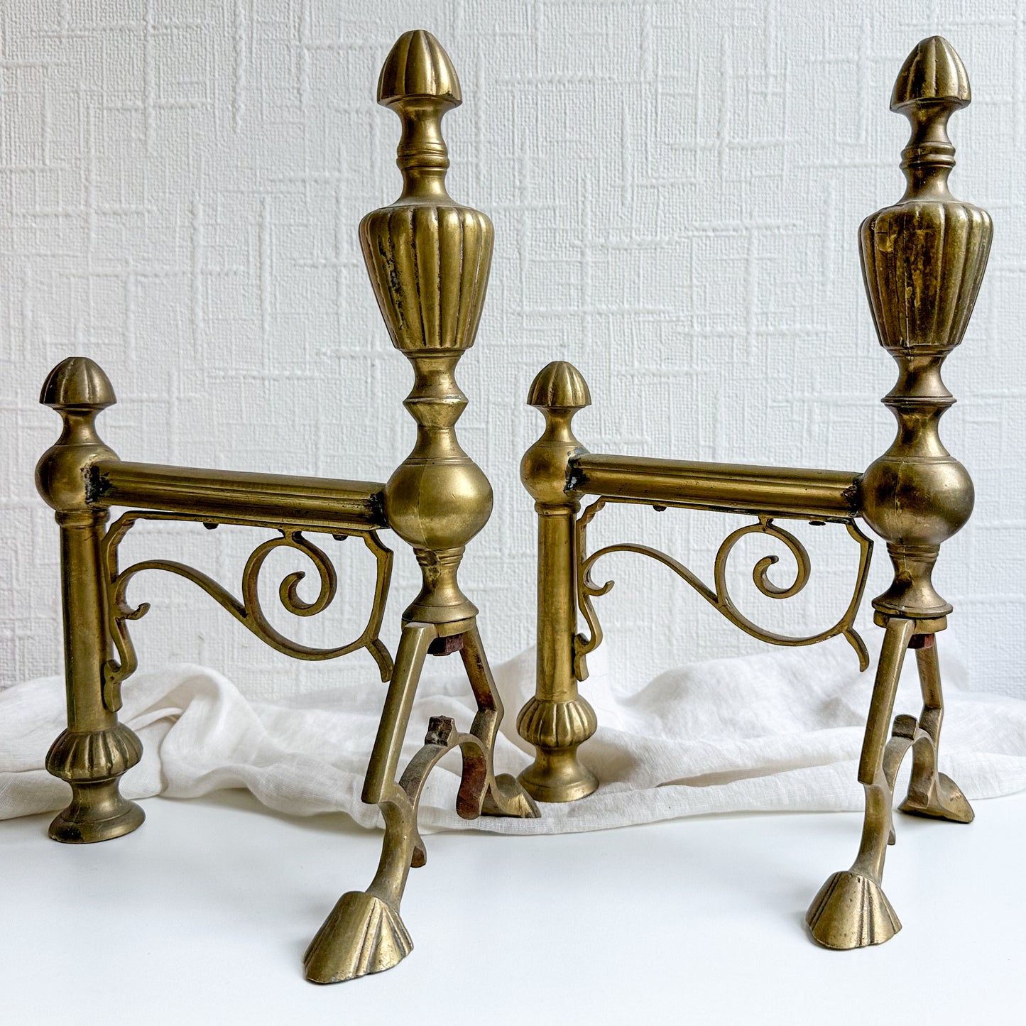 Pair of Antique Brass Fire Dogs