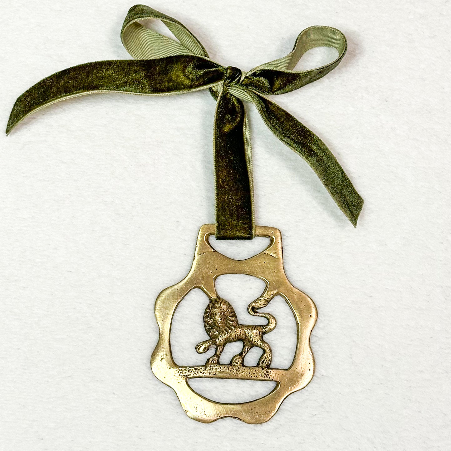 Brass Ornament with Green Ribbon 4