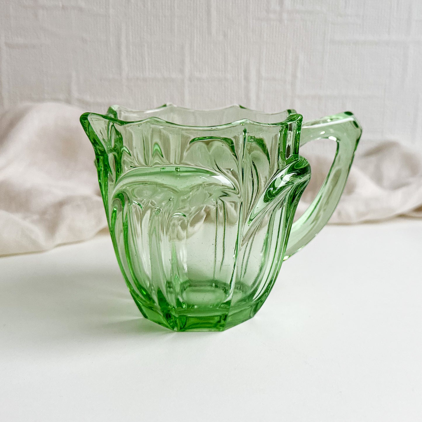 Art Deco Green Glass Milk Jug