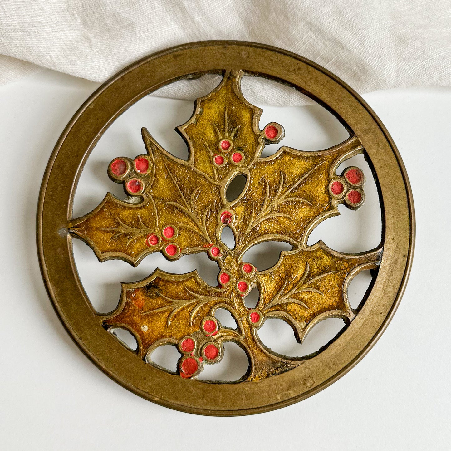 Brass Holly Trivet