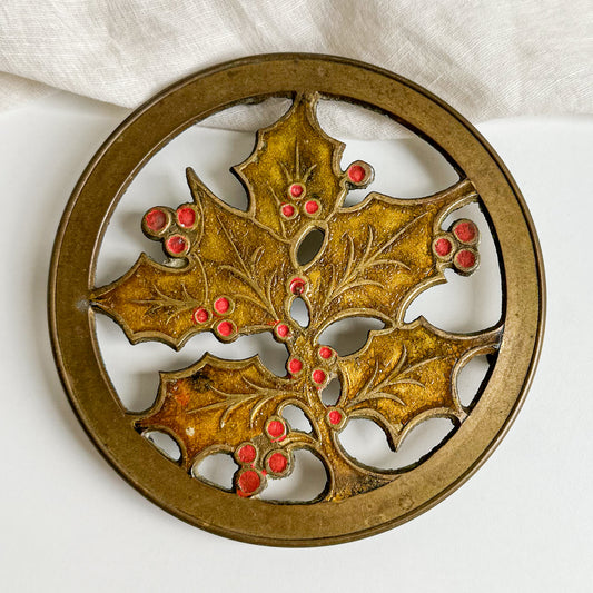 Brass Holly Trivet
