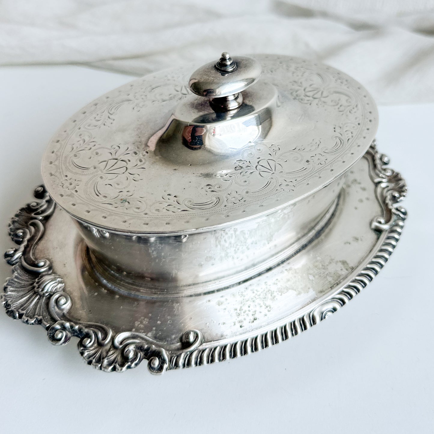 Antique Silver Plated Butter Dish