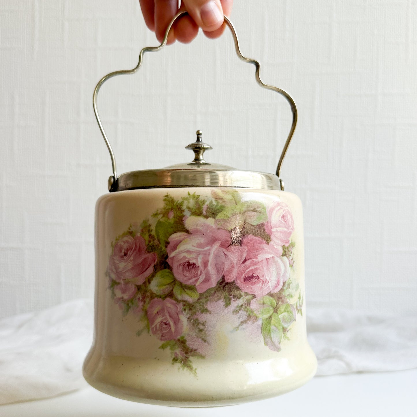 Antique Floral Biscuit Barrel