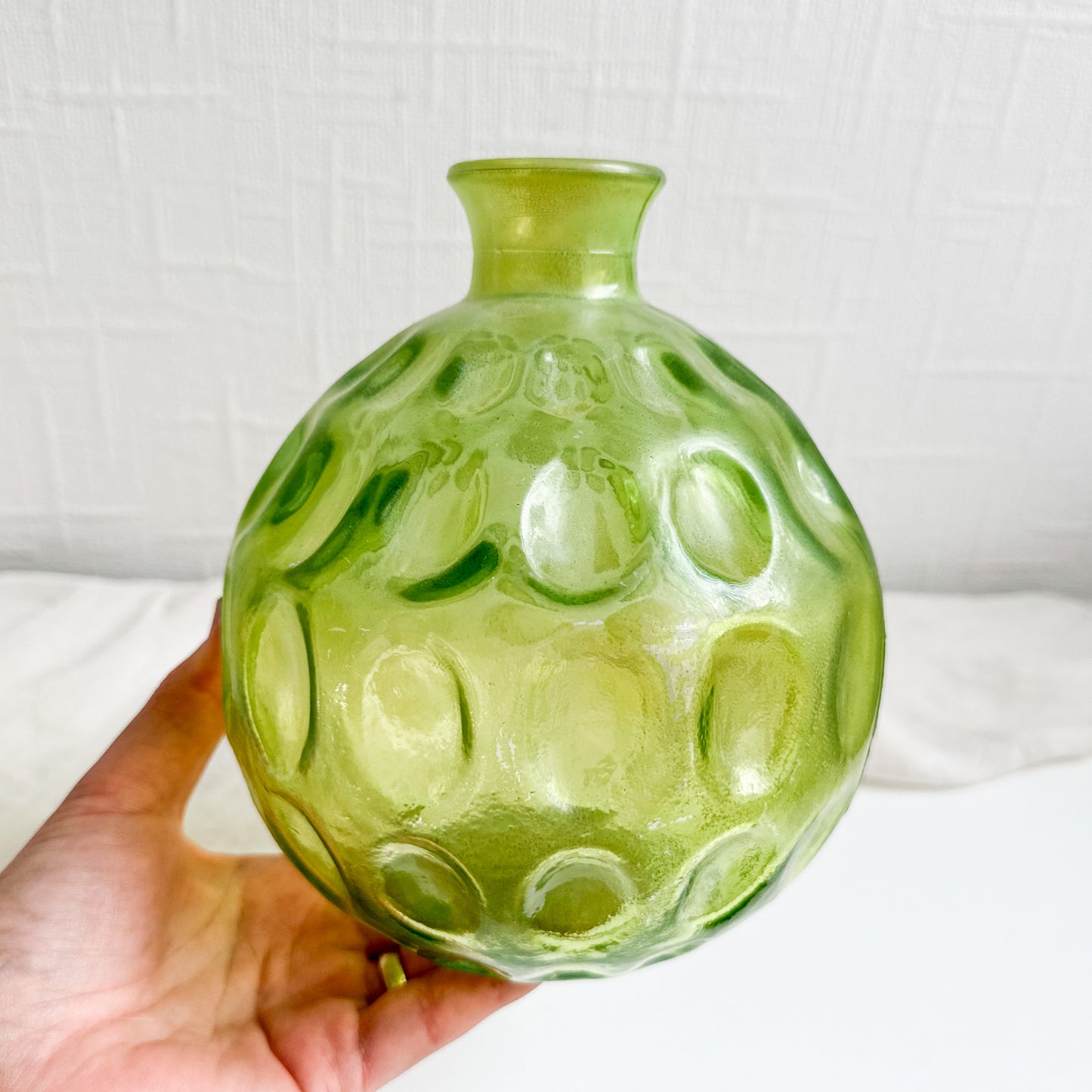 Green Glass Bubble Vase