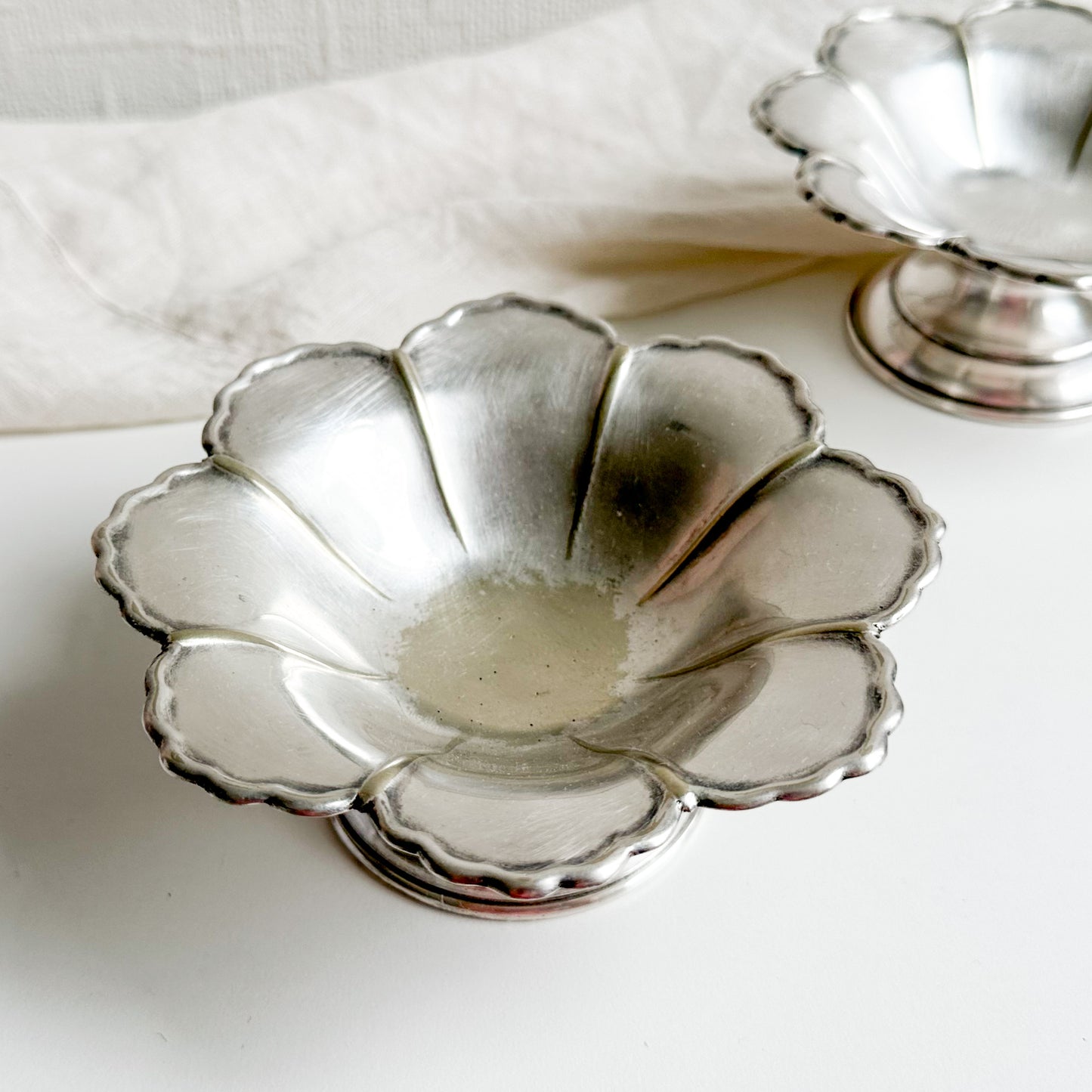 Flower Shaped Silver Plated Pedestal Dish