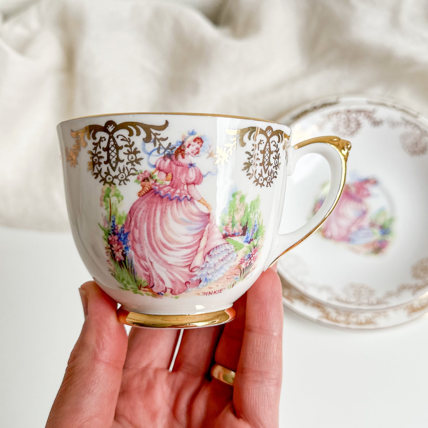 Porcelain “Pinkie” Tea Trio