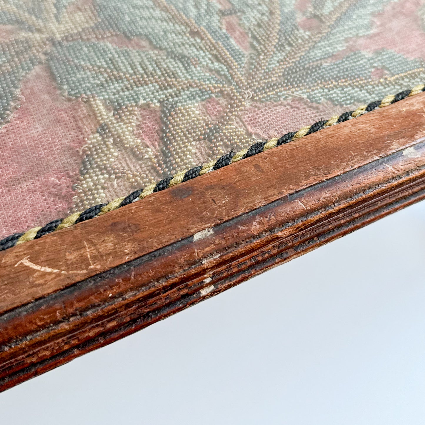 Small Antique Table with Bead Embroidery