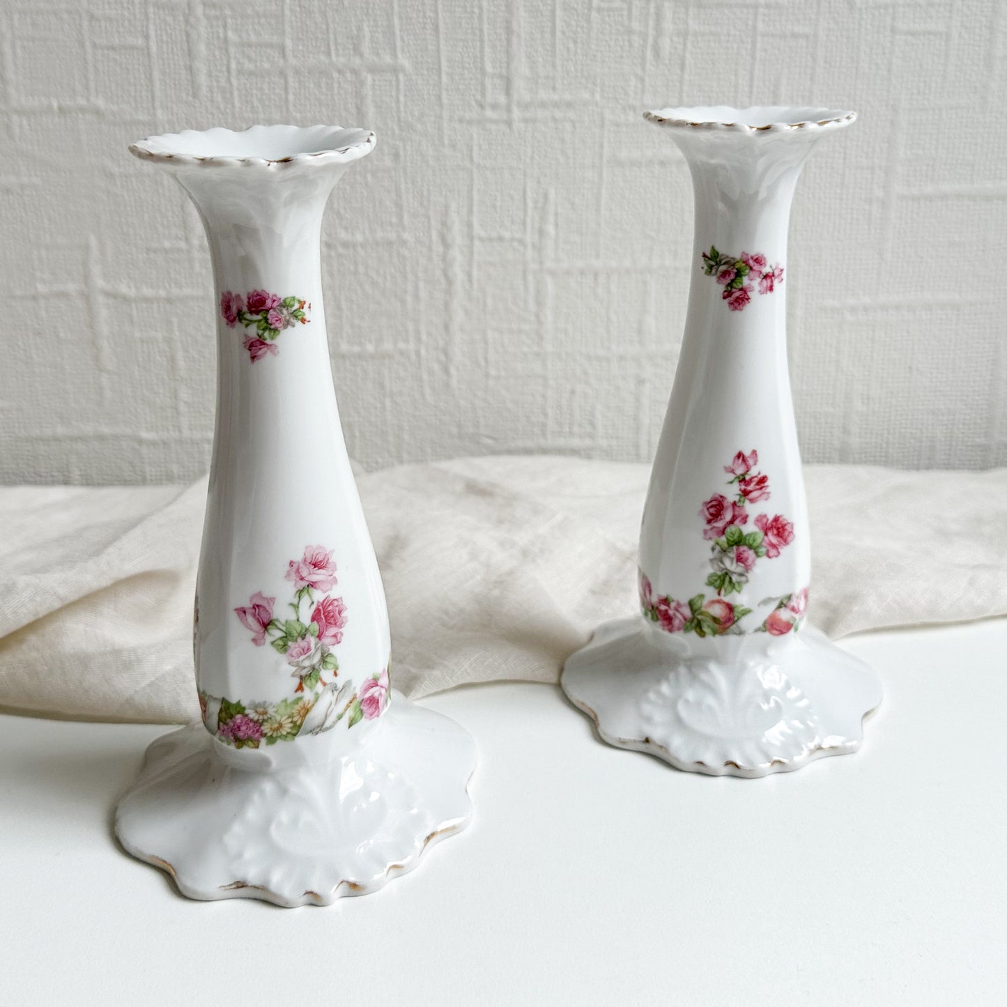 Pair of Floral Candlesticks