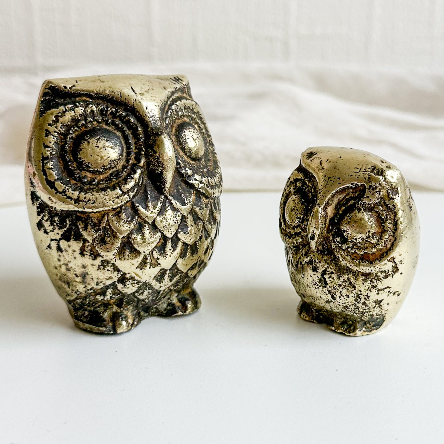 Pair of Brass Owls
