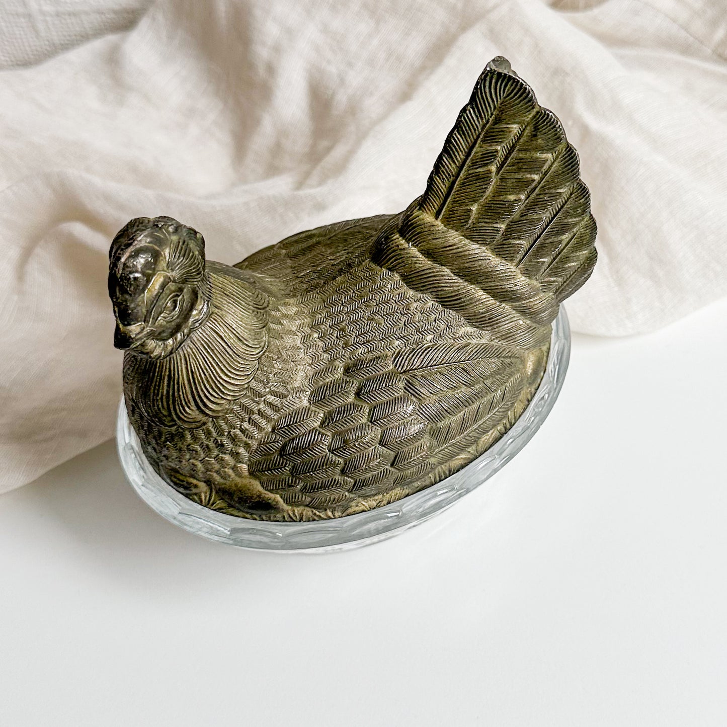 Silver Plated Hen on Nest