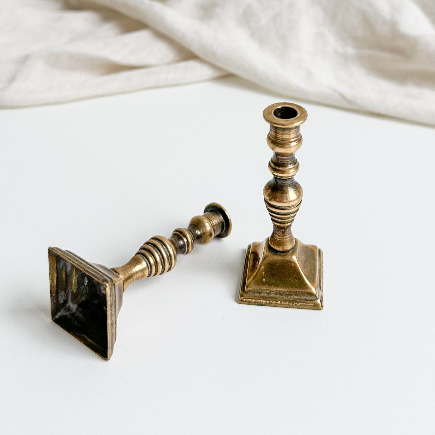 Pair of Small Brass Candlesticks