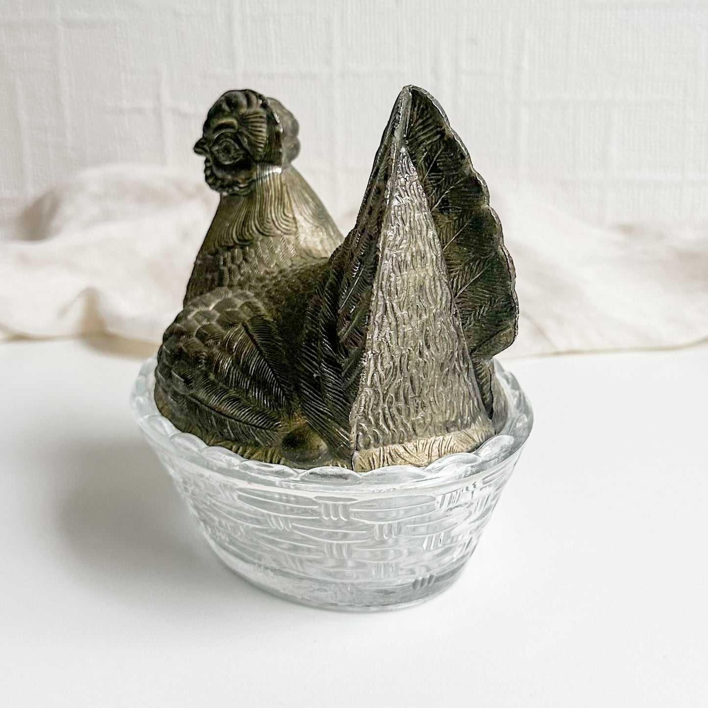 Silver Plated Hen on Nest