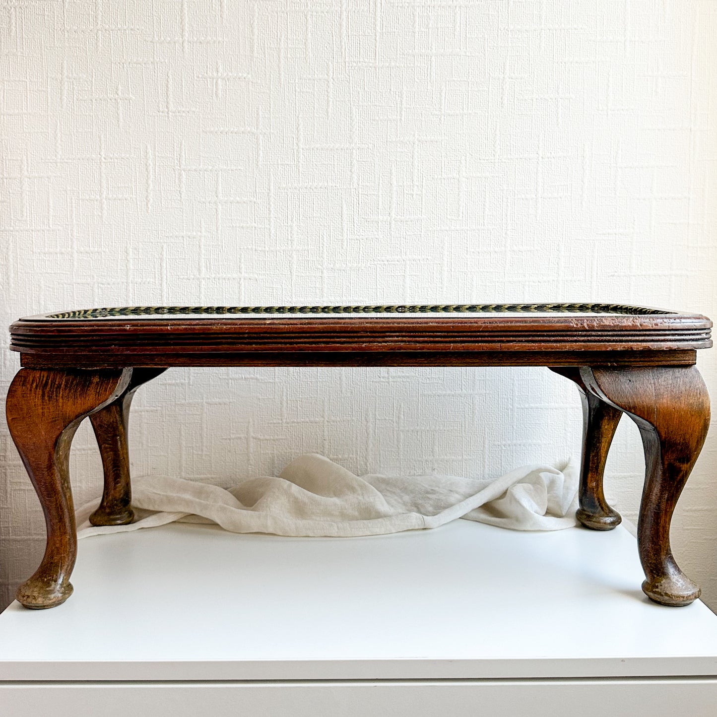 Small Antique Table with Bead Embroidery