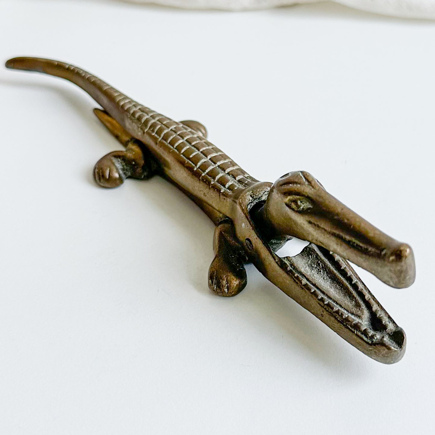 Vintage Brass Alligator Nutcracker