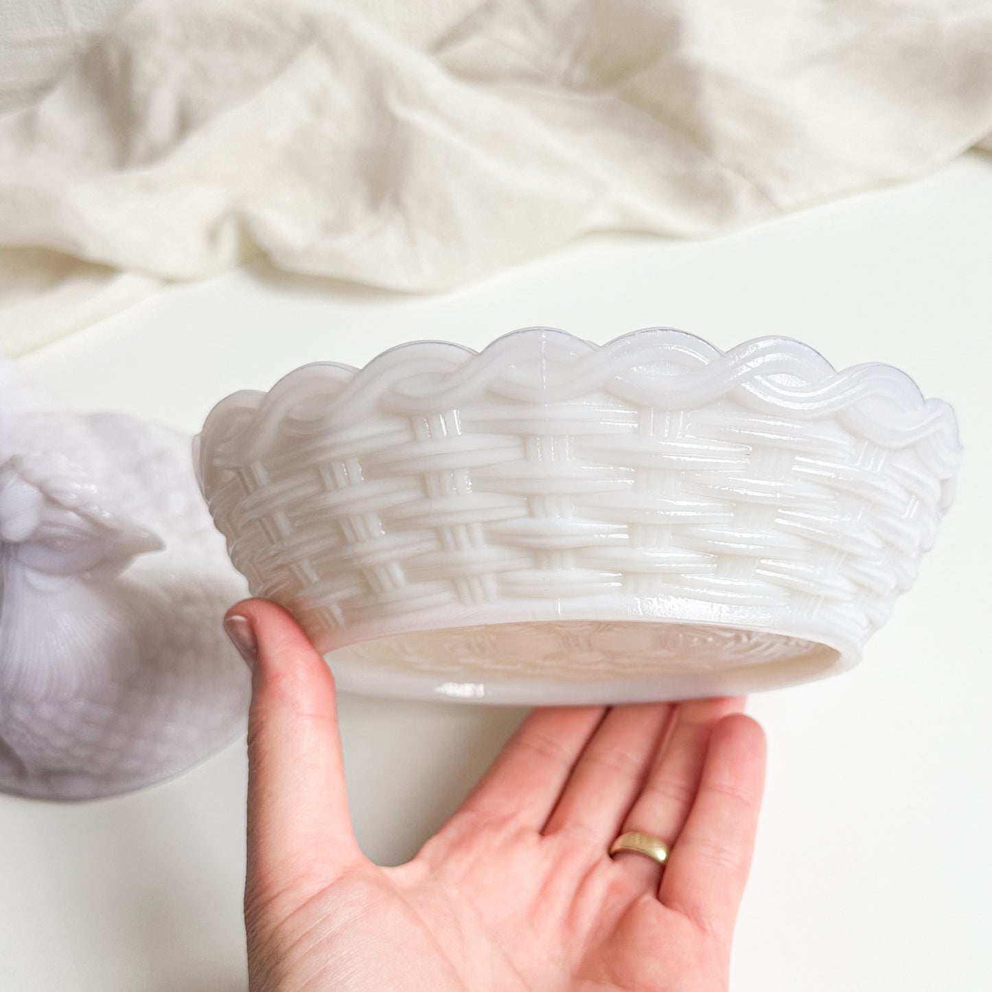 Milk Glass Hen on Nest