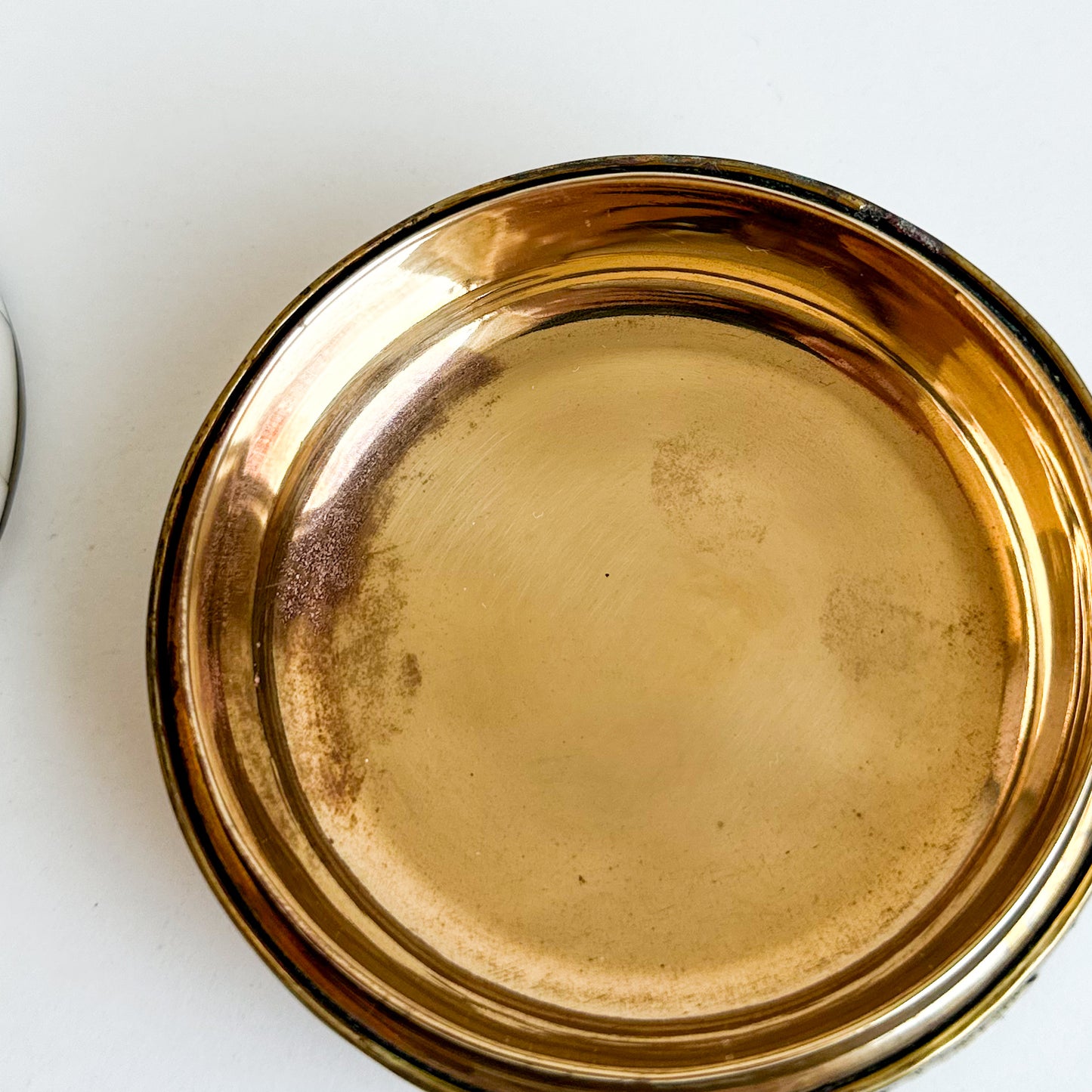 Brass and Bone Round Box