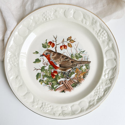 Plate with Robin and Rosehips