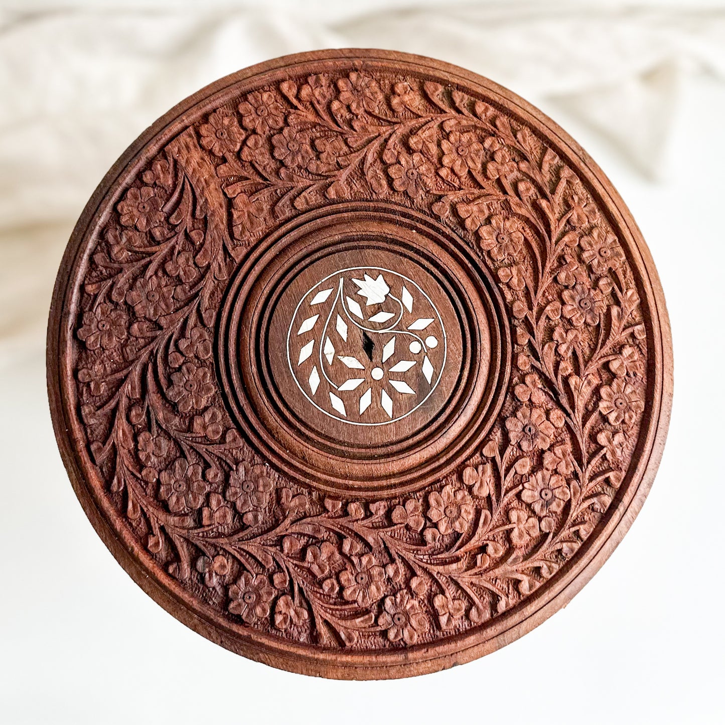 Hand Carved Wooden Plant Stand