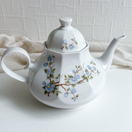 Vintage Blue Floral Teapot