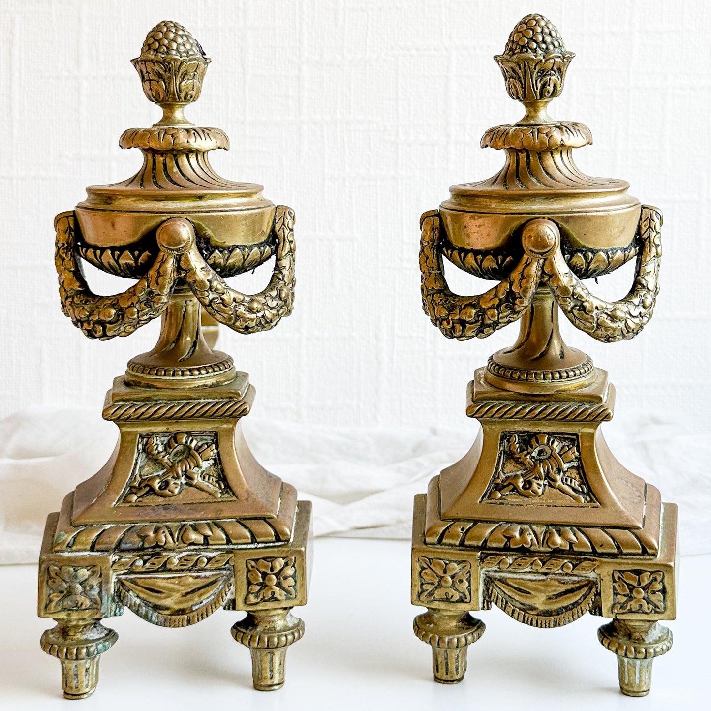 Pair of Antique Brass Fire Dogs