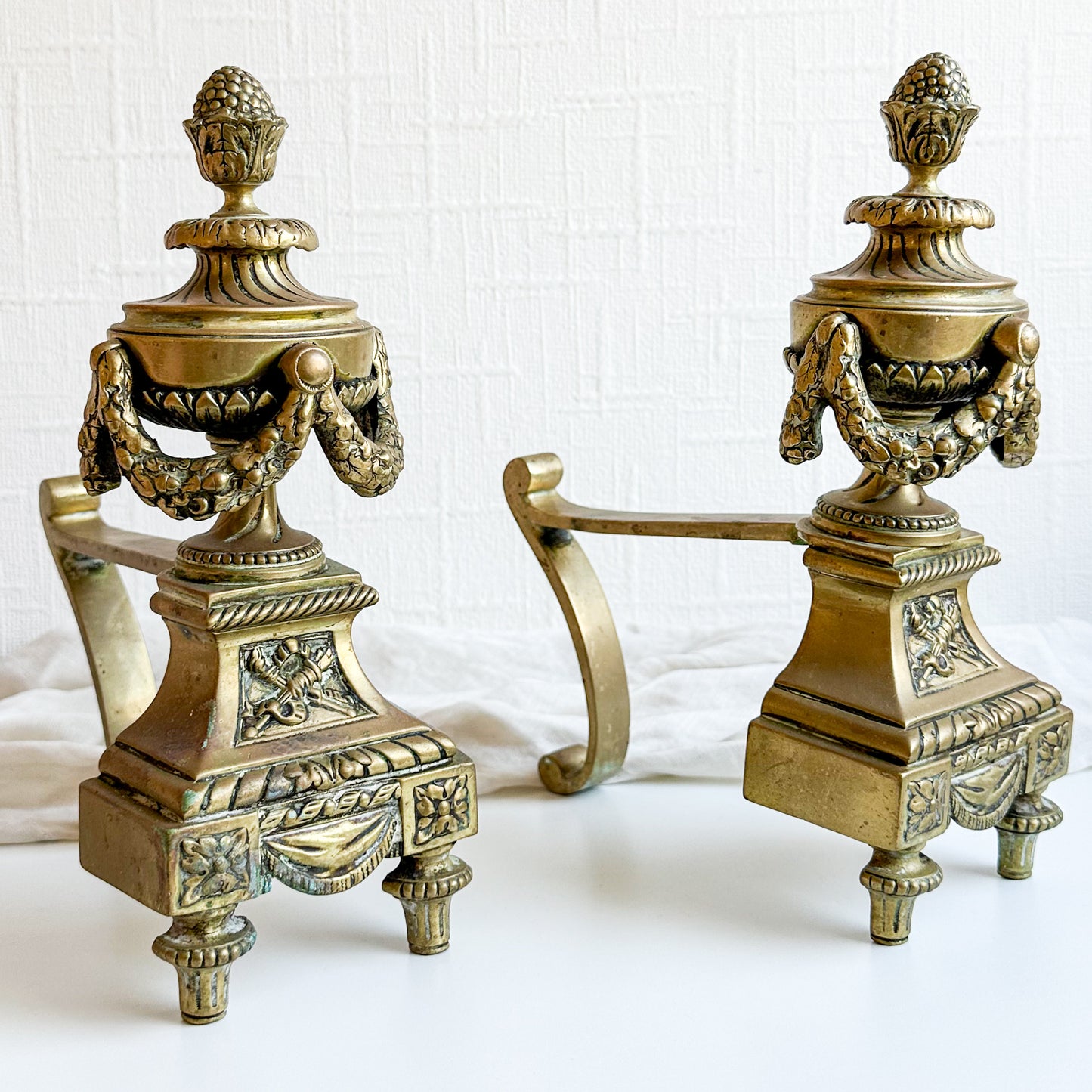 Pair of Antique Brass Fire Dogs