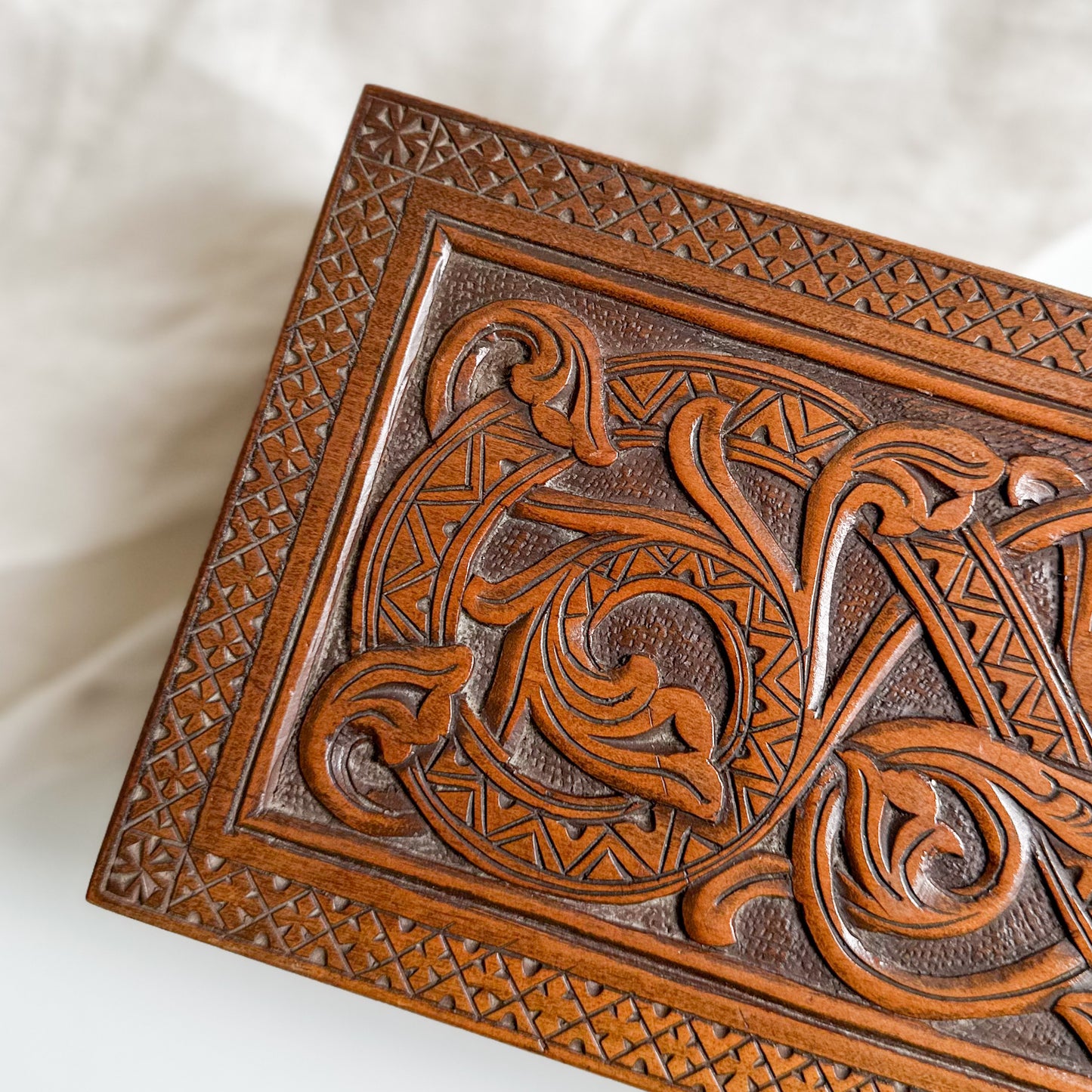 Hand Carved Wooden Box