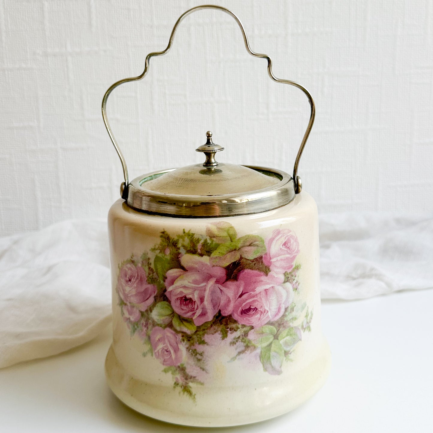 Antique Floral Biscuit Barrel