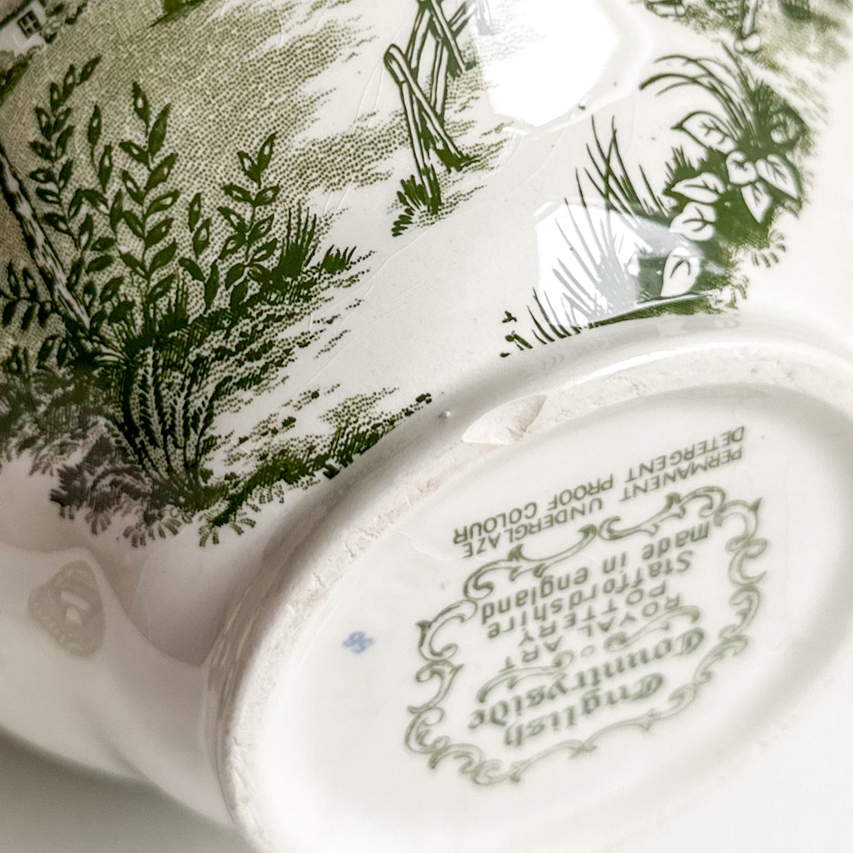 Green Transferware Cofee Pot