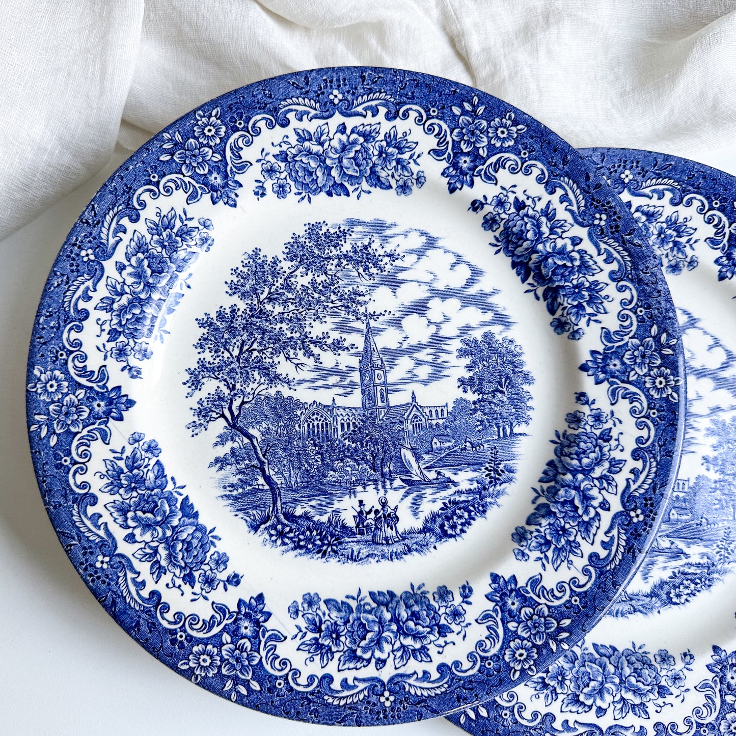 Pair of Blue and White Plates