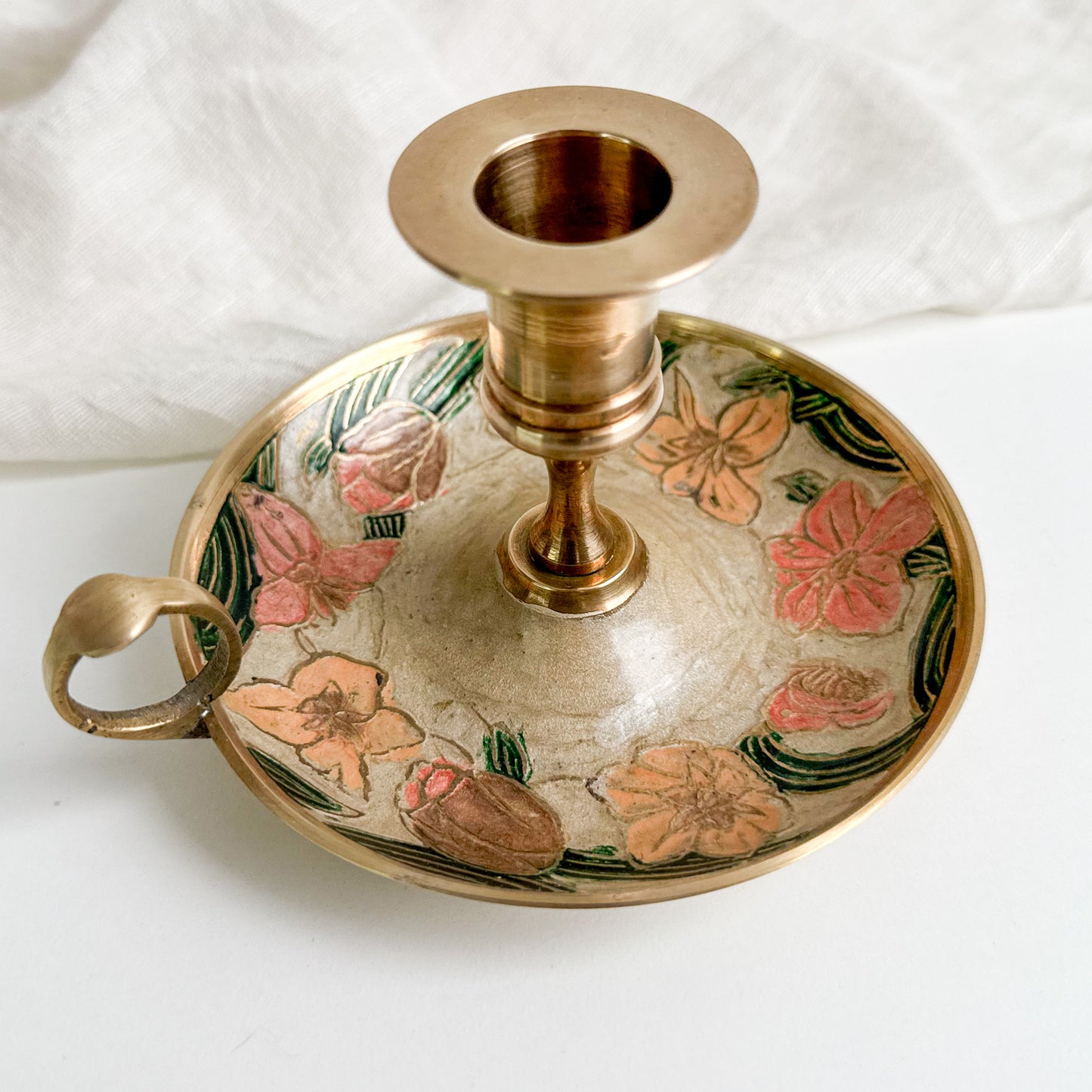 Cloisonne Brass Chamberstick