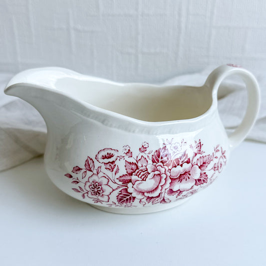 Pink Transferware Gravy Boat