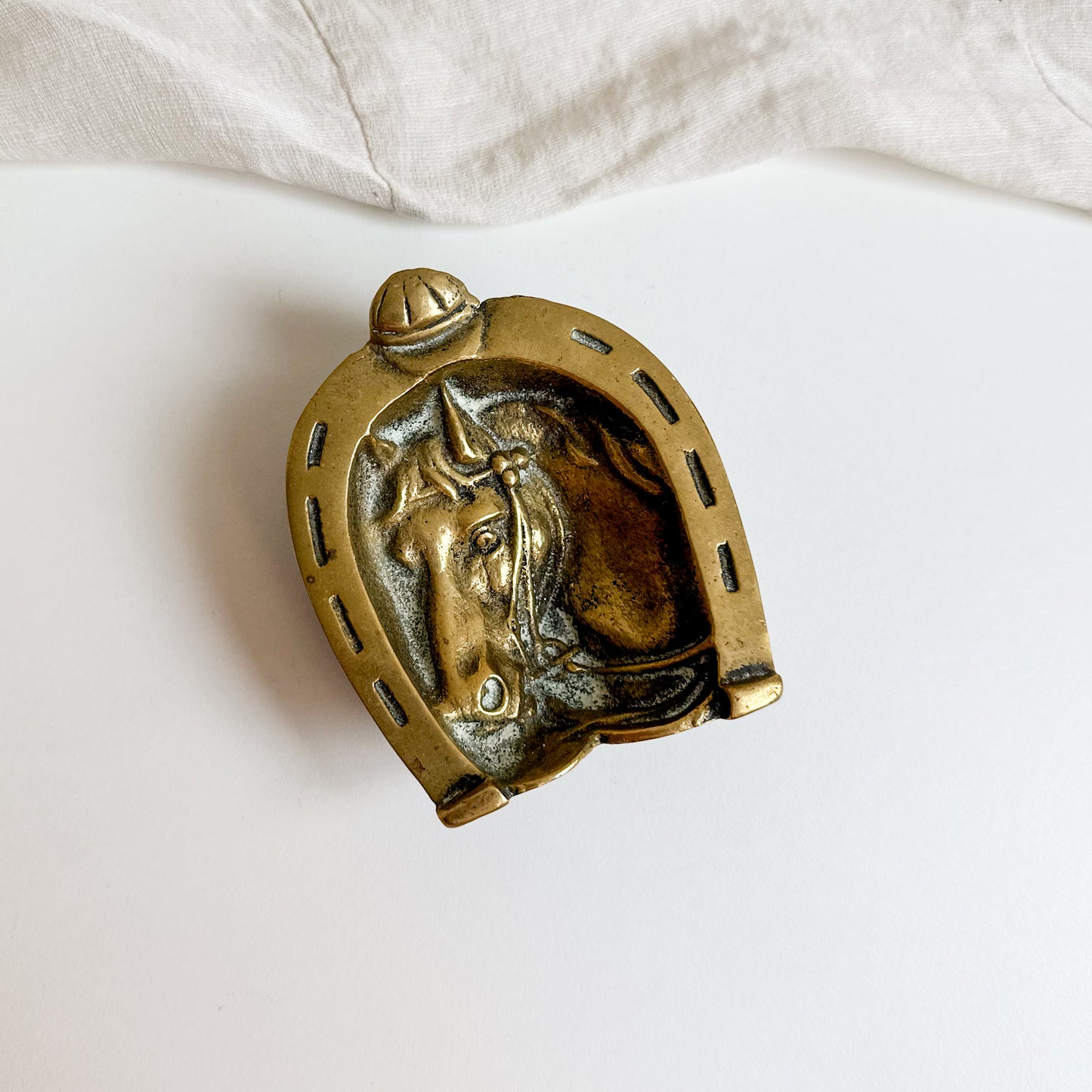 Small Brass Dish with Horse Design