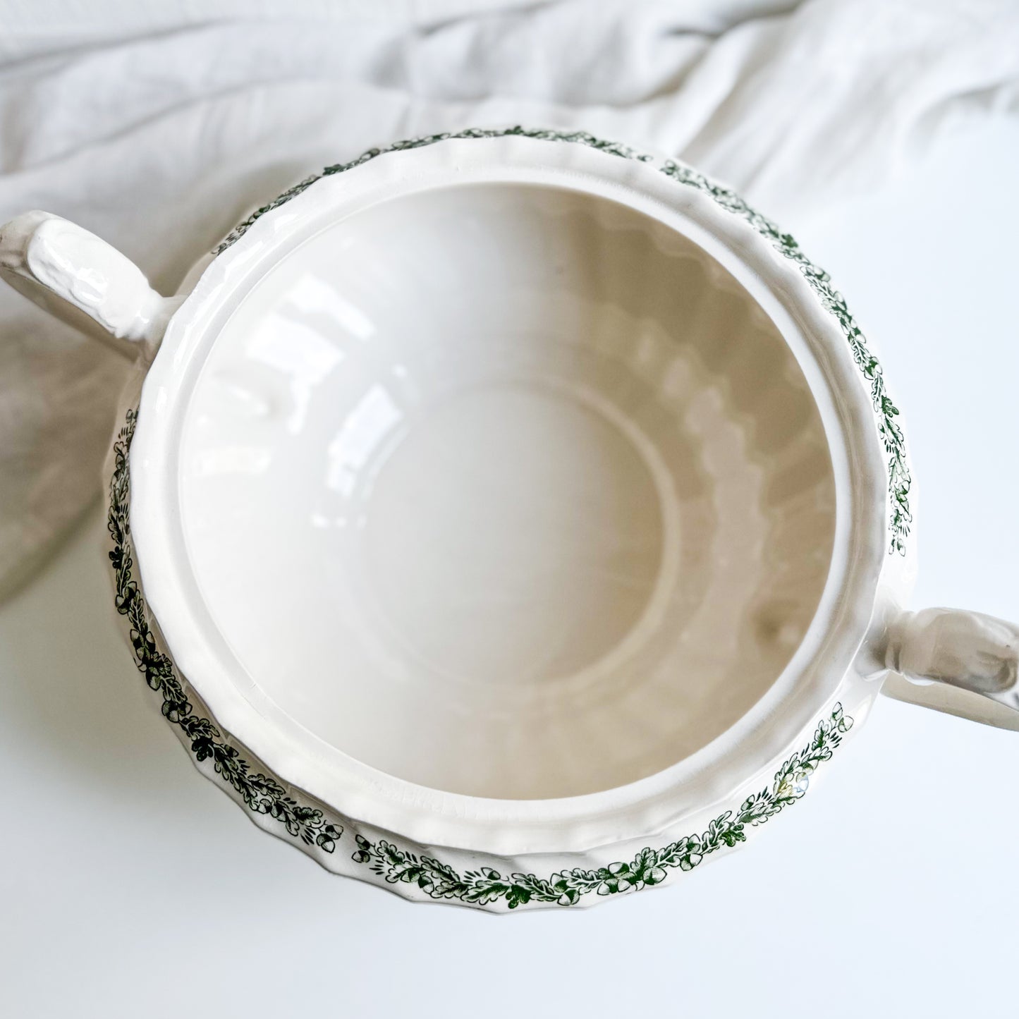 Green Transferware Tureen / Planter