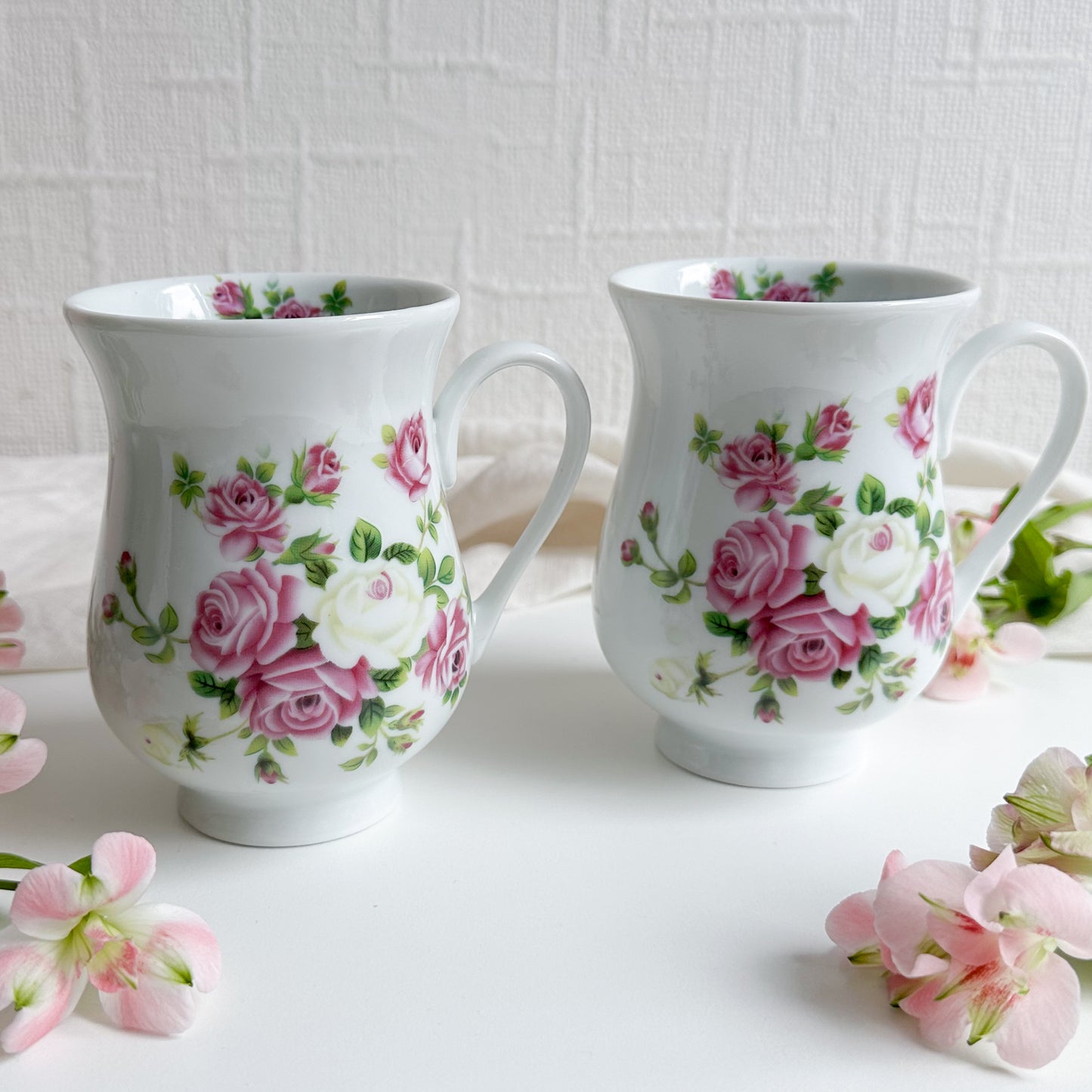 Pair of Vintage Floral Mugs