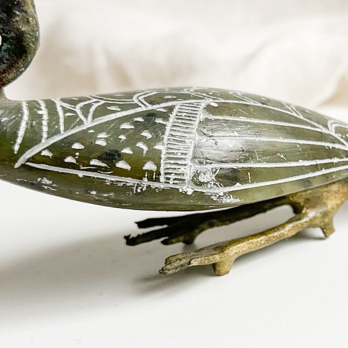 Carved Soapstone Egyptian Ibis Bird