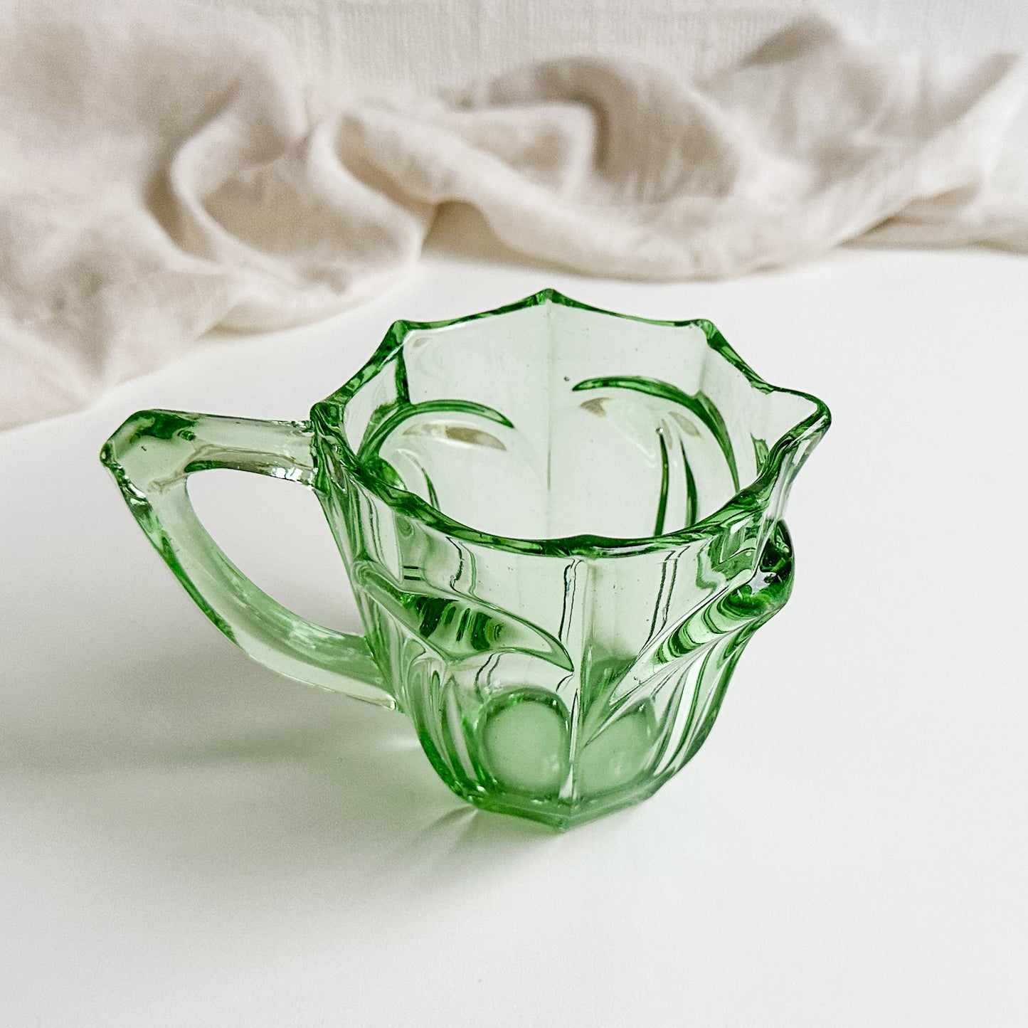 Art Deco Green Glass Milk Jug