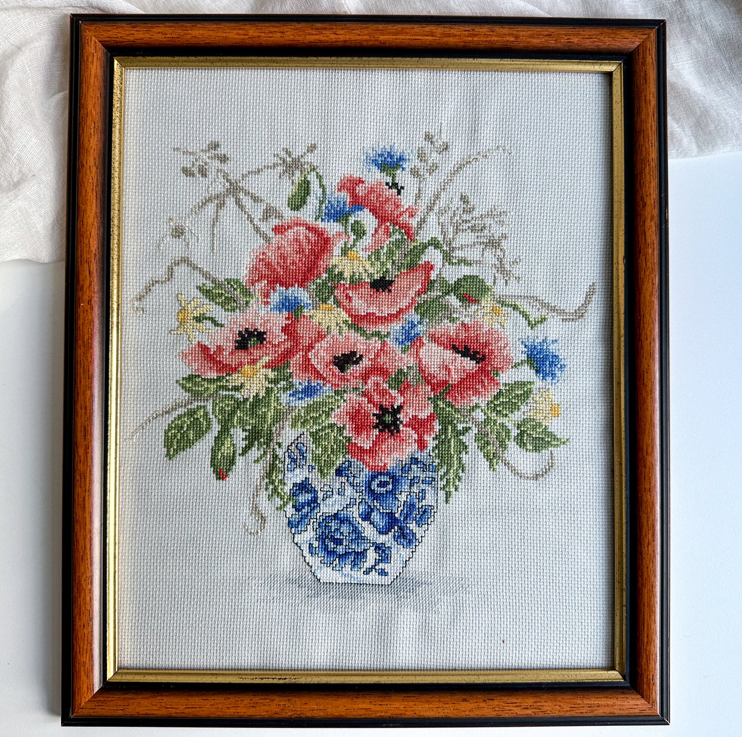 Framed Poppy Cross Stitch