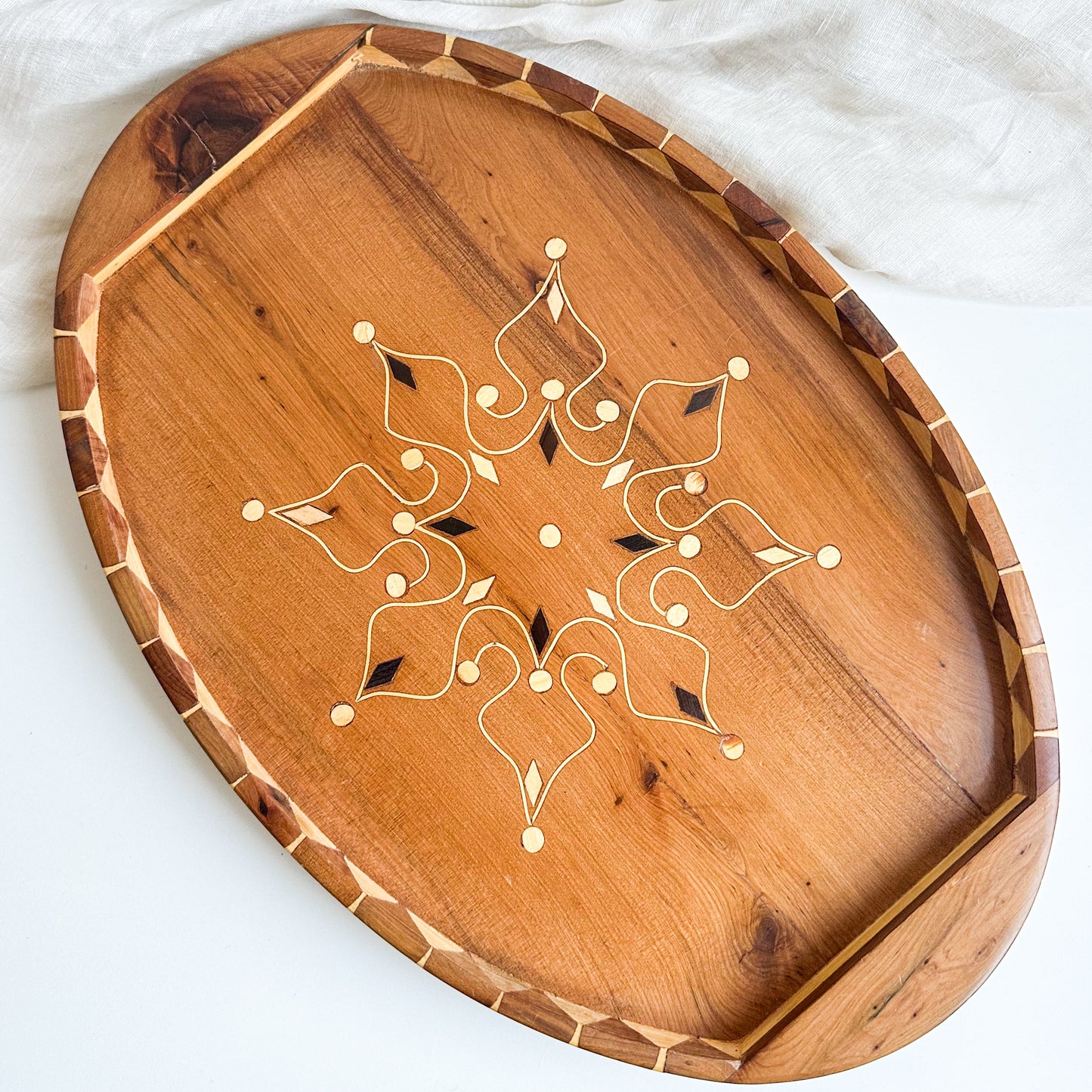 Wooden Tray with Inlay Design