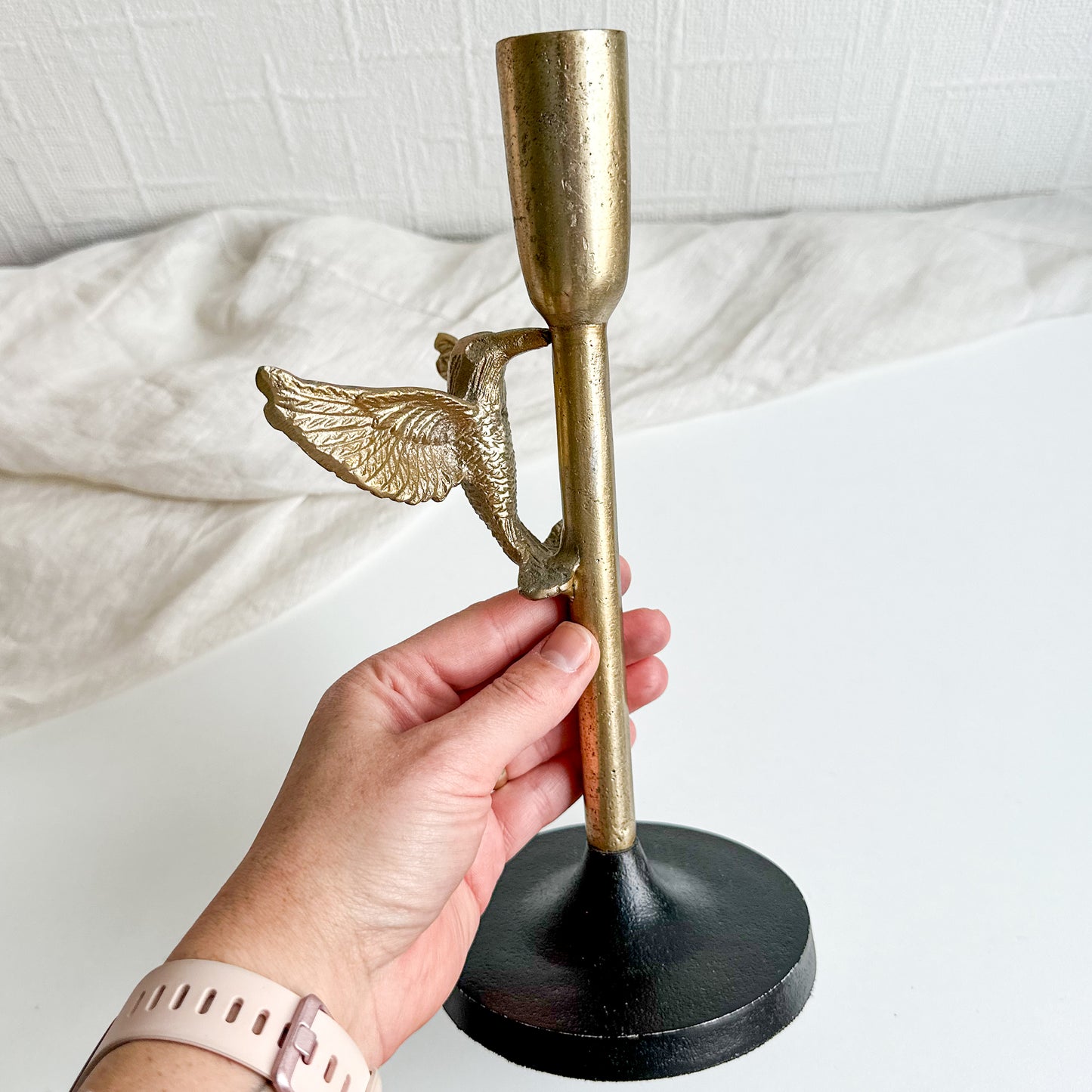 Metal Hummingbird Candle Holder