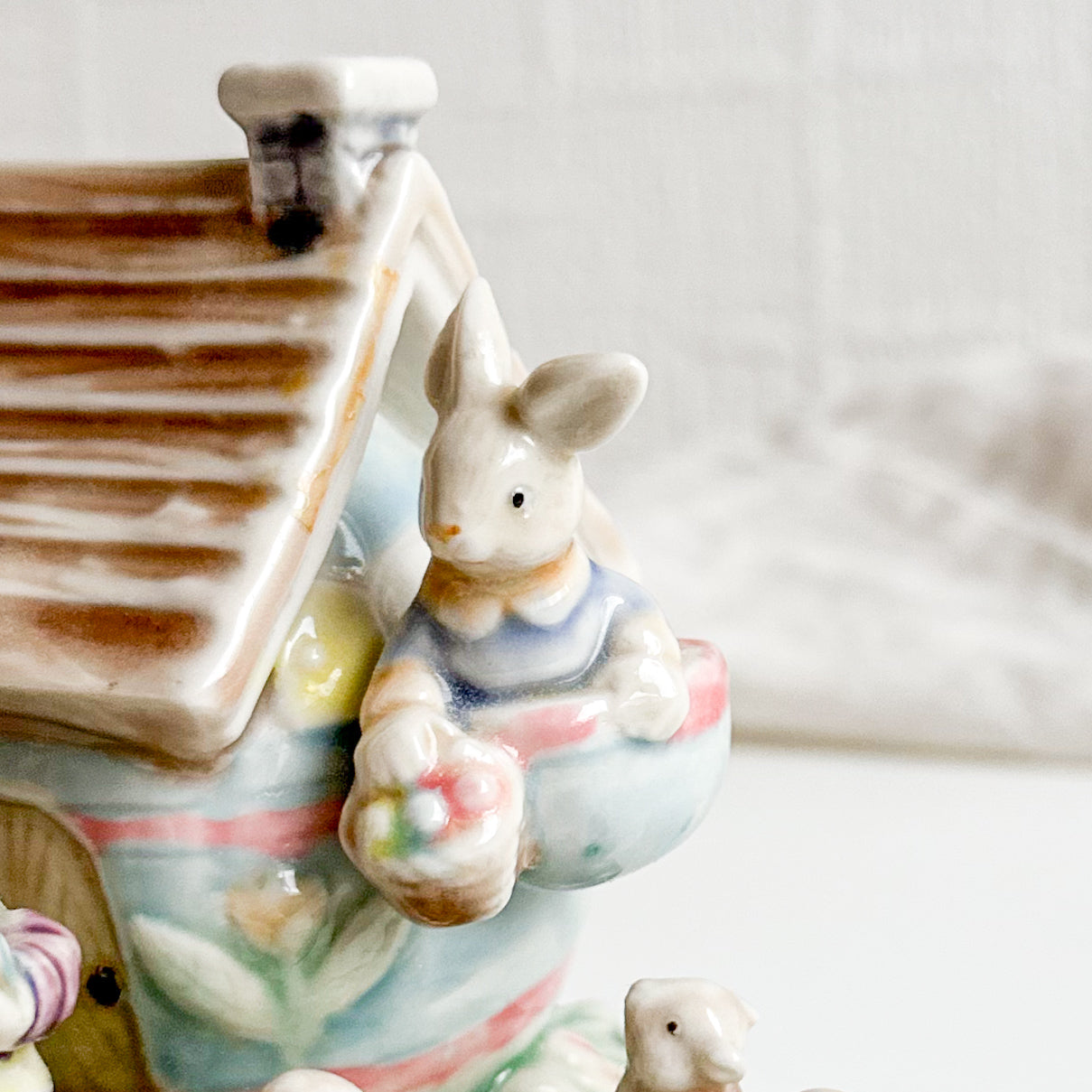 Easter Bunny Family Cottage Figurine