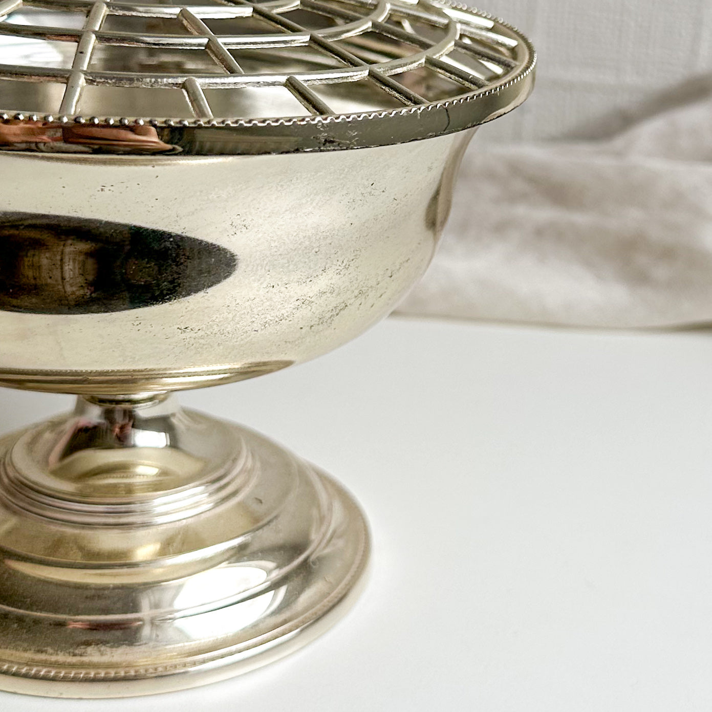 Silver Plated Bowl with Grid