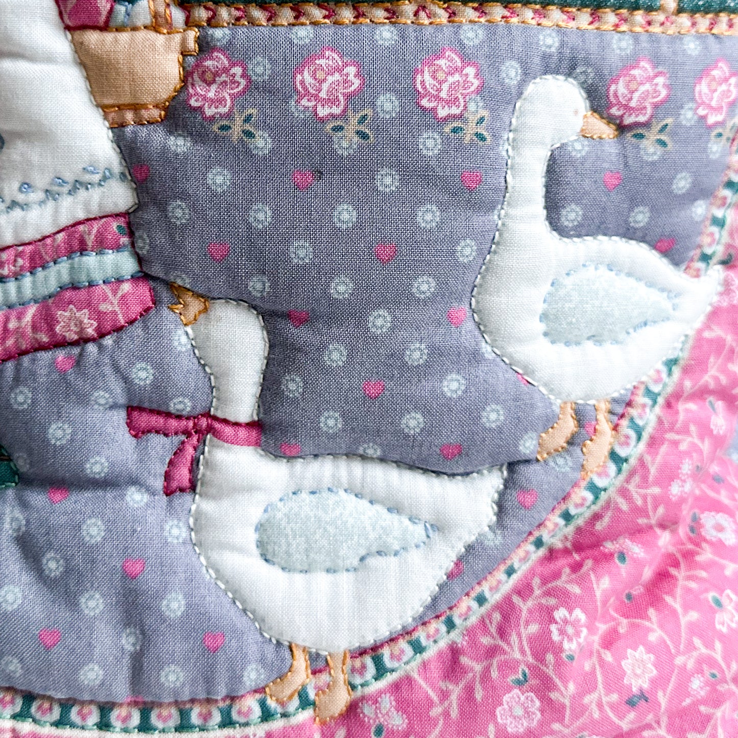 Quilted Cushion - Girl with Geese