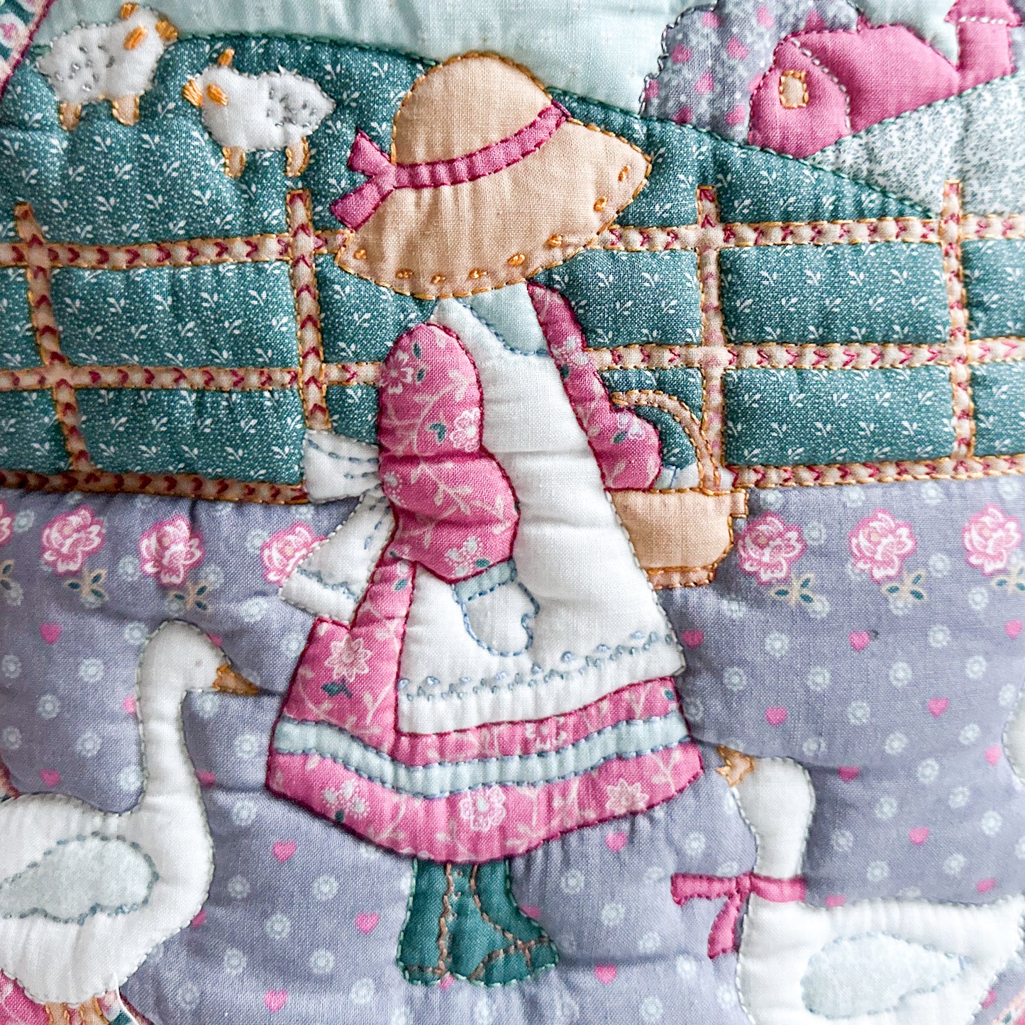 Quilted Cushion - Girl with Geese