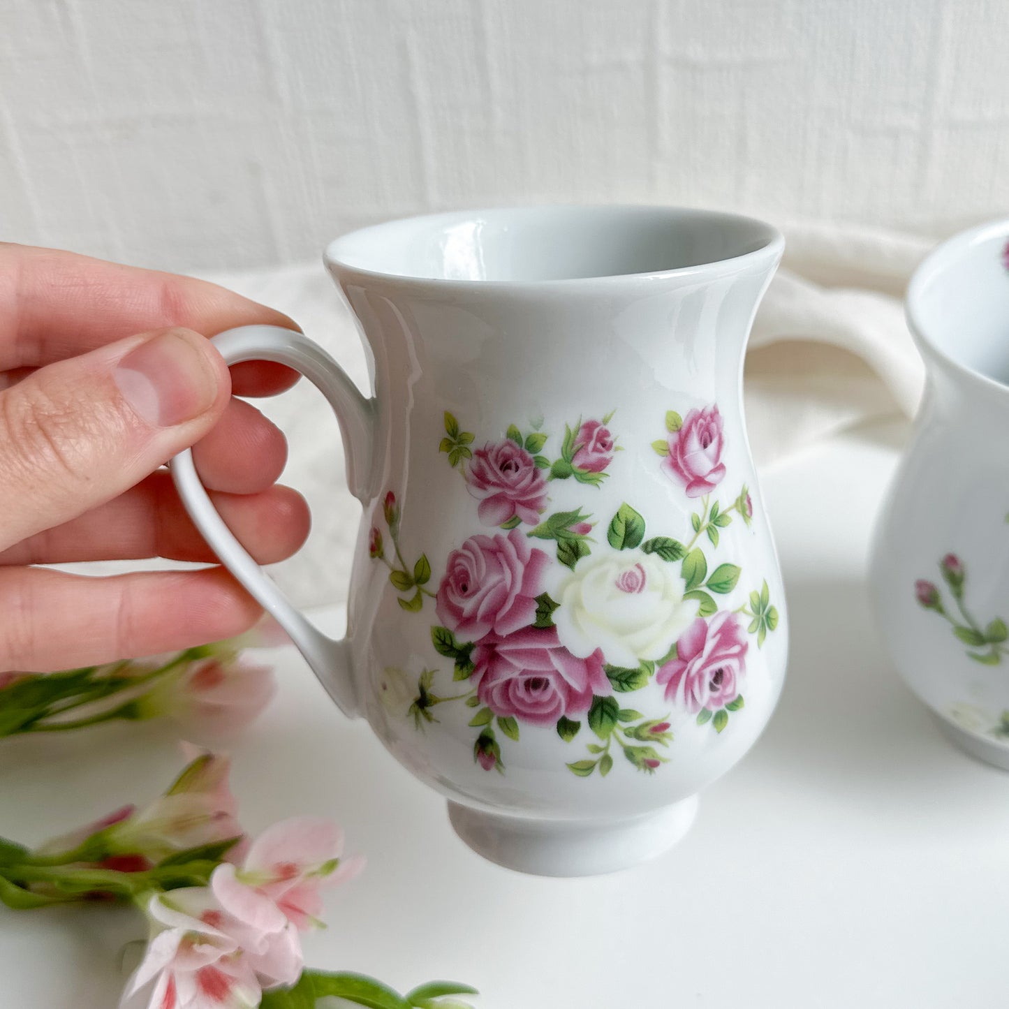 Pair of Vintage Floral Mugs