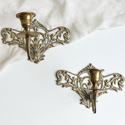 Pair of Brass Candle Sconces