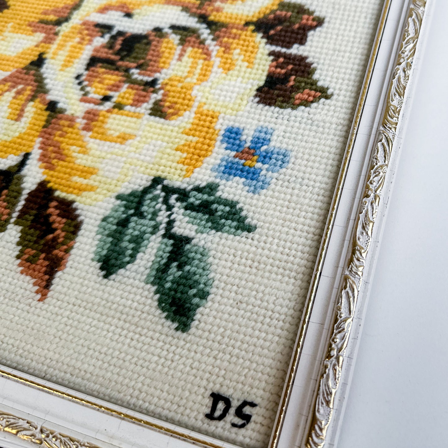 Framed Needlepoint with Roses