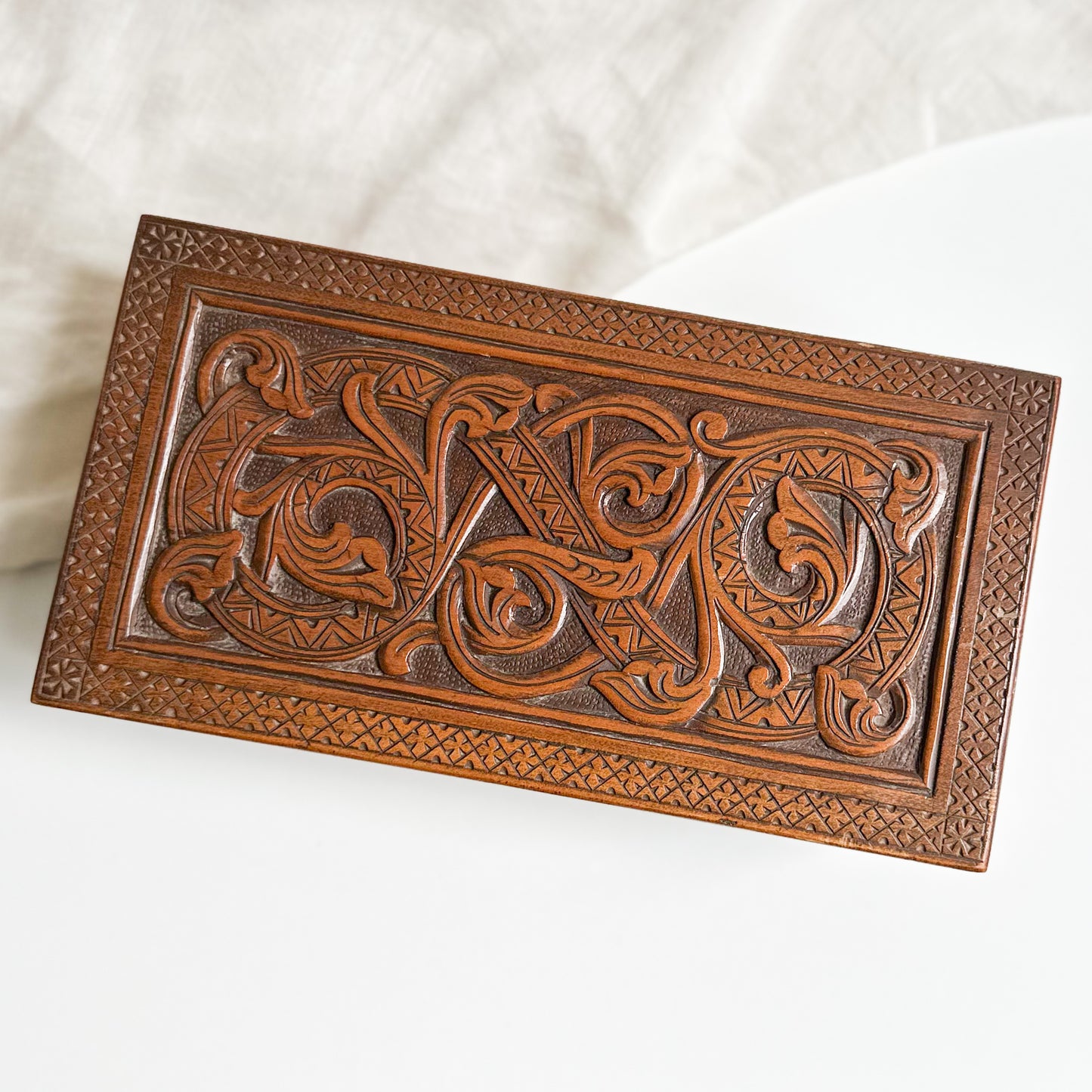 Hand Carved Wooden Box