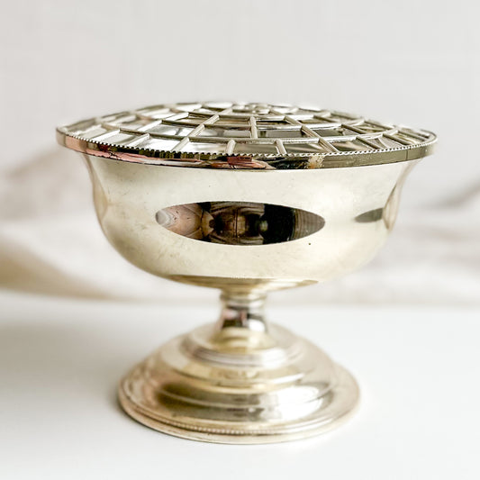 Silver Plated Bowl with Grid